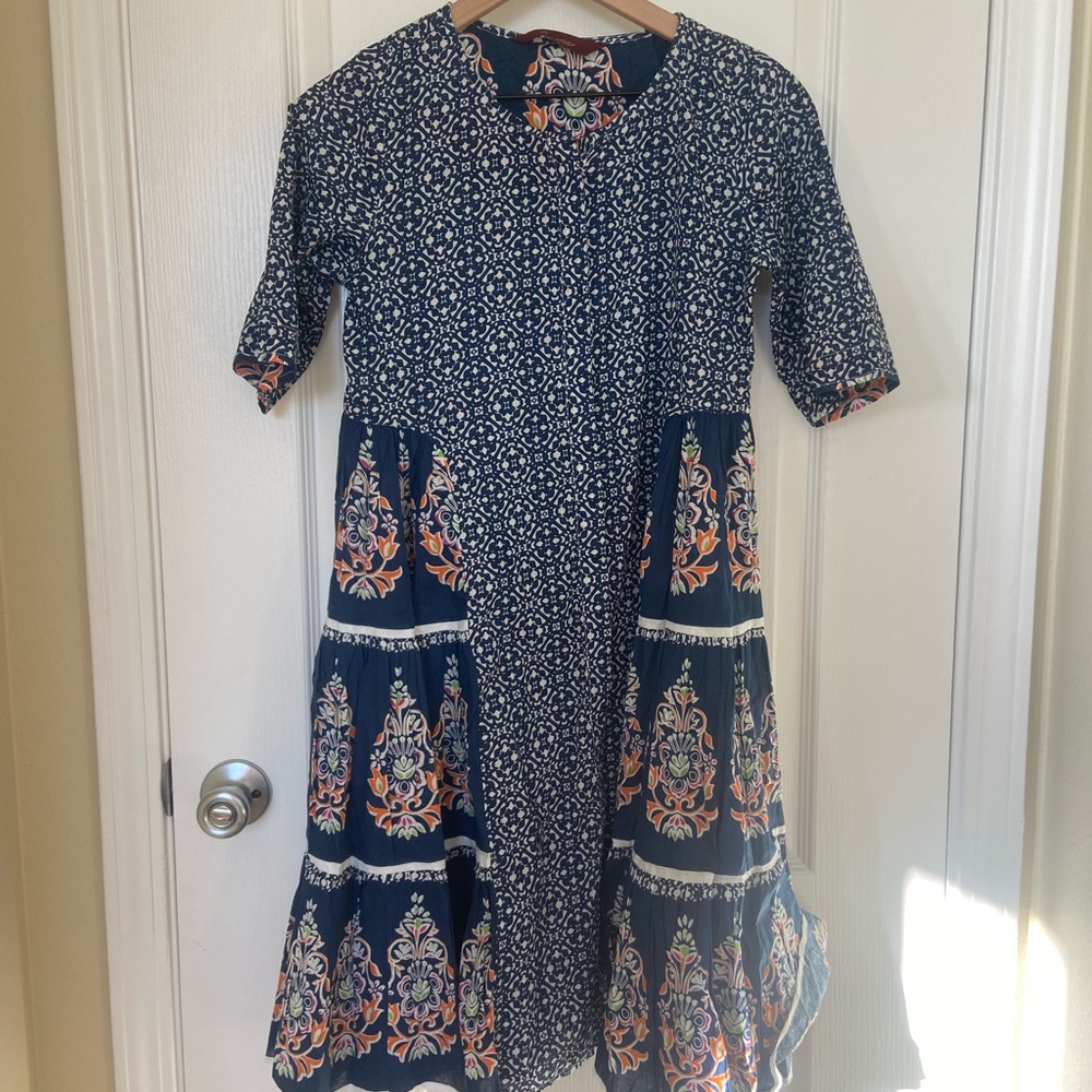 Chic Floral Navy and multicolored Midi Dress